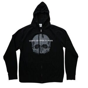 Thirty Seconds To Mars Black Full Zip Hoodie Size XXL A Beautiful Lie Band Merch